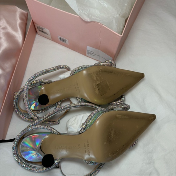 MACH & MACH Victoria Iridescent Double Bow Pointed Toe Pump